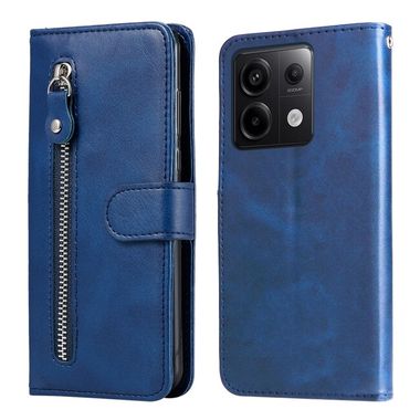 Peňaženkové kožené puzdro Global Zipper na Xiaomi Redmi Note 13 Pro - Modrá