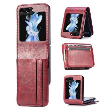 Peňaženkové kožené puzdro Gloss na Samsung Galaxy Z Flip 5 - Červená