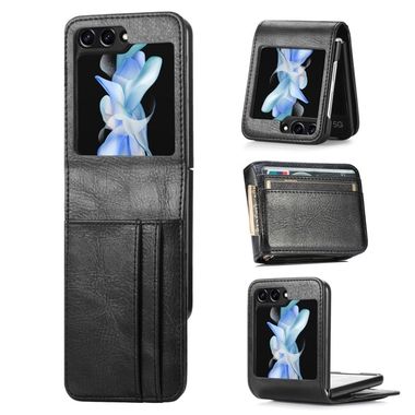 Peňaženkové kožené puzdro Gloss na Samsung Galaxy Z Flip 5 - Čierna