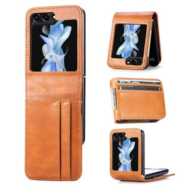 Peňaženkové kožené puzdro Gloss na Samsung Galaxy Z Flip 5 - Žltá