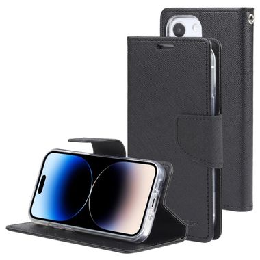 Peňaženkové kožené puzdro GOOSPERY na iPhone 14 Pro Max - Černá
