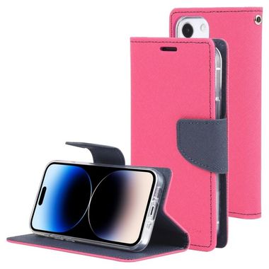 Peňaženkové kožené puzdro GOOSPERY na iPhone 14 Pro - Rose Red