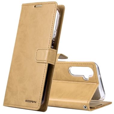 Peňaženkové kožené puzdro GOOSPERY na Samsung Galaxy A34 5G – Zlatá