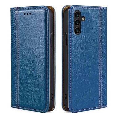 Peňaženkové kožené puzdro GRID na Samsung Galaxy A04s – Modrá