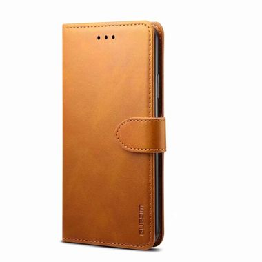 Peňaženkové kožené puzdro GUSSIM na Samsung Galaxy S21 FE - Khaki
