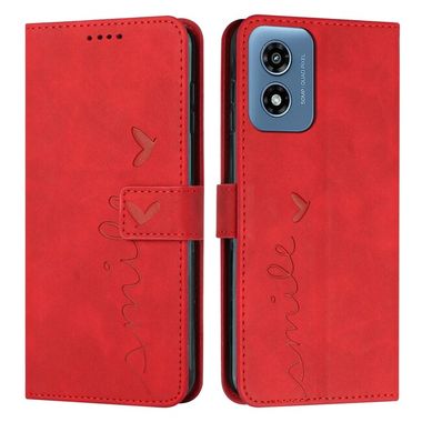 Peňaženkové kožené puzdro Heart na Motorola Moto G04/ G24 - Červená