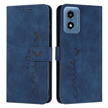 Peňaženkové kožené puzdro Heart na Motorola Moto G04/ G24 - Modrá
