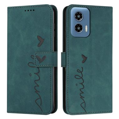Peňaženkové kožené puzdro Heart na Motorola Moto G34 5G - Zelená