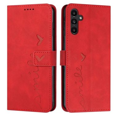 Peňaženkové kožené puzdro HEART na Samsung Galaxy A54 5G – Červená