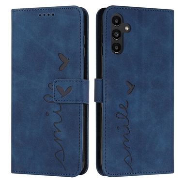Peňaženkové kožené puzdro HEART na Samsung Galaxy A54 5G – Modrá