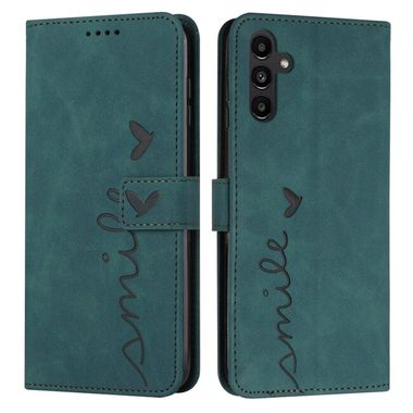Peňaženkové kožené puzdro HEART na Samsung Galaxy A54 5G – Zelená