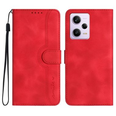Peňaženkové kožené puzdro Heart na Xiaomi Redmi Note 12 Pro+ 5G - Červená