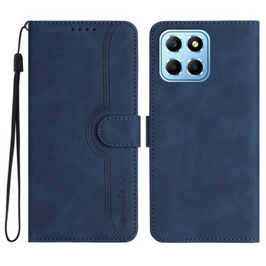 Peňaženkové kožené puzdro Heart Pattern na Honor X8 5G/X6 – Kráľovská modrá
