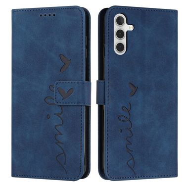 Peňaženkové kožené puzdro Heart Pattern na Samsung Galaxy A25 5G - Modrá