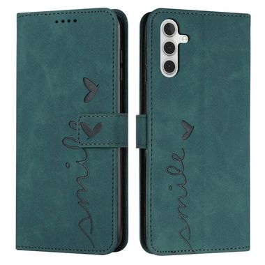 Peňaženkové kožené puzdro Heart Pattern na Samsung Galaxy A25 5G - Zelená