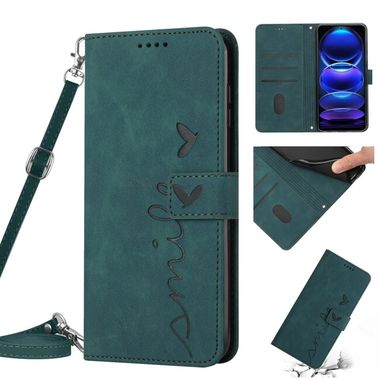 Peňaženkové kožené puzdro Heart Pattern na Xiaomi Redmi Note 12 Pro+ 5G - Zelená