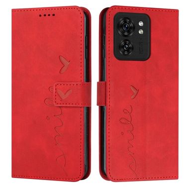 Peňaženkové kožené puzdro Heart Skin na Motorola Edge 40 - Červená