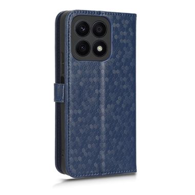 Peňaženkové kožené puzdro Honeycomb Dot na Honor X8a - Modrá