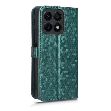 Peňaženkové kožené puzdro Honeycomb Dot na Honor X8a - Zelená