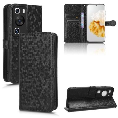 Peňaženkové kožené puzdro Honeycomb Dot na Huawei P60 Pro - Čierna