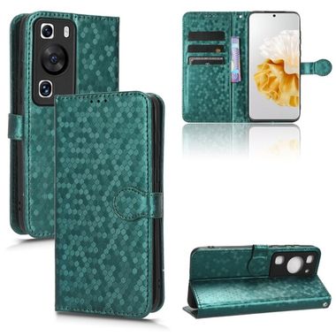 Peňaženkové kožené puzdro Honeycomb Dot na Huawei P60 Pro - Zelená
