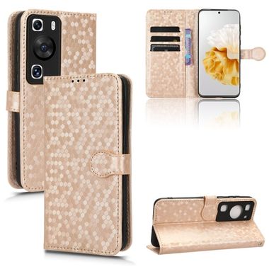 Peňaženkové kožené puzdro Honeycomb Dot na Huawei P60 Pro - Zlatá