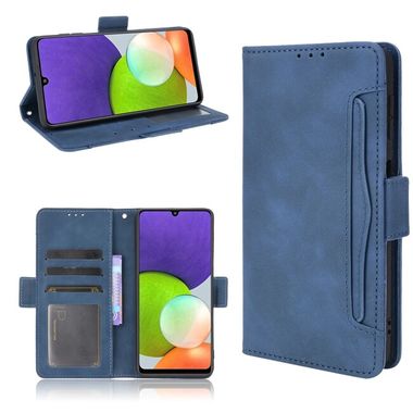 Peňaženkové kožené puzdro HORIZONTAL na Samsung Galaxy A22 4G - Modrá