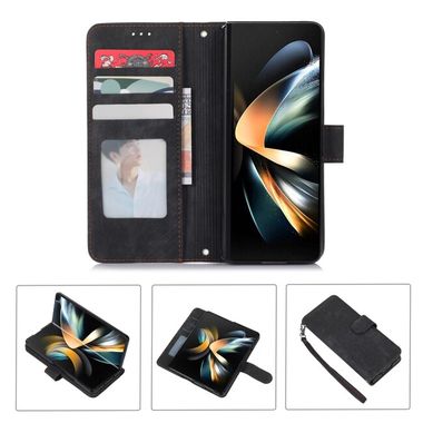 Peňaženkové kožené puzdro Horizontal na Samsung Galaxy Z Fold5 - Čierna