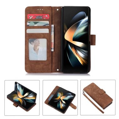 Peňaženkové kožené puzdro Horizontal na Samsung Galaxy Z Fold5 - Hnedá
