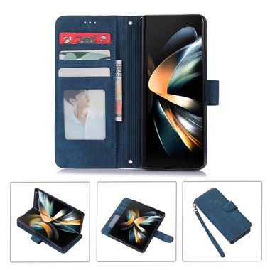 Peňaženkové kožené puzdro Horizontal na Samsung Galaxy Z Fold5 - Modrá