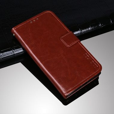 Peňaženkové kožené puzdro IDEWEI na Huawei P50 Pro - Hnedá