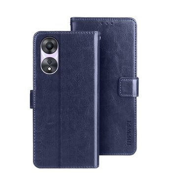 Peňaženkové kožené puzdro IDEWEI na Oppo A58 5G - Modrá