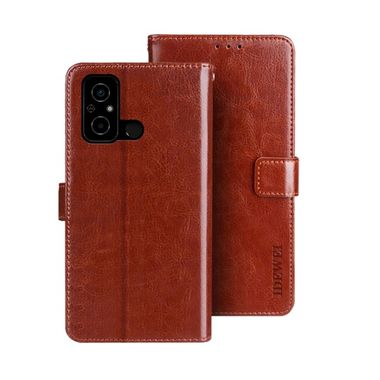 Peňaženkové kožené puzdro IDEWEI na Xiaomi Redmi 12C - Hnedá
