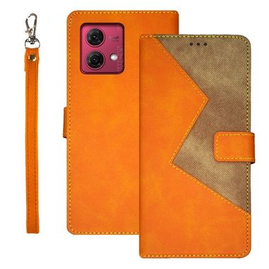 Peňaženkové kožené puzdro idewei Two-color na Moto G84 - Oranžová