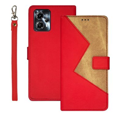 Peňaženkové kožené puzdro idewei Two-color na Motorola Moto G13 / G23 / G53 5G - Červená