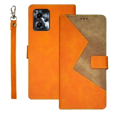 Peňaženkové kožené puzdro idewei Two-color na Motorola Moto G13 / G23 / G53 5G - Oranžová