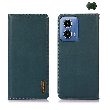 Peňaženkové kožené puzdro KHAZNAH Nappa na Motorola Moto G34 5G - Zelená
