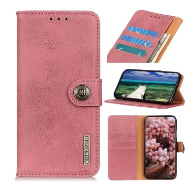 Peňaženkové kožené puzdro KHAZNEH Cowhide na Motorola Moto G34 G5 - Ružová