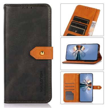 Peňaženkové kožené puzdro KHAZNEH Cowhide na Xiaomi Redmi 13C - Čierna