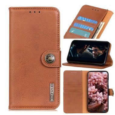 Peňaženkové kožené puzdro KHAZNEH Cowhide na Xiaomi Redmi Note 10/10S - Hnedá