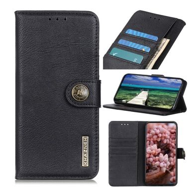 Peňaženkové kožené puzdro KHAZNEH Cowhide Texture na Samsung Galaxy S21 FE - Čierna