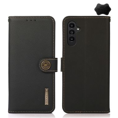 Peňaženkové kožené puzdro KHAZNEH Custer na Samsung Galaxy A05s - Čierna