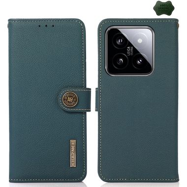Peňaženkové kožené puzdro KHAZNEH Custer na Xiaomi 14 - Zelená