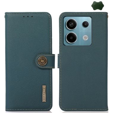 Peňaženkové kožené puzdro KHAZNEH Custer na Xiaomi Redmi Note 13 Pro - Zelená