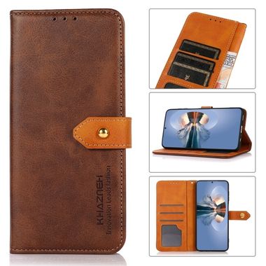 Peňaženkové kožené puzdro KHAZNEH Dual-color na Honor X6a - Hnedá