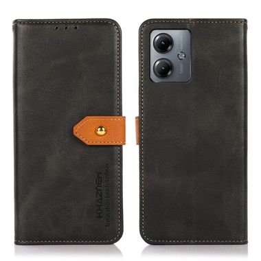 Peňaženkové kožené puzdro KHAZNEH Dual-color na Motorola G14 - Čierna