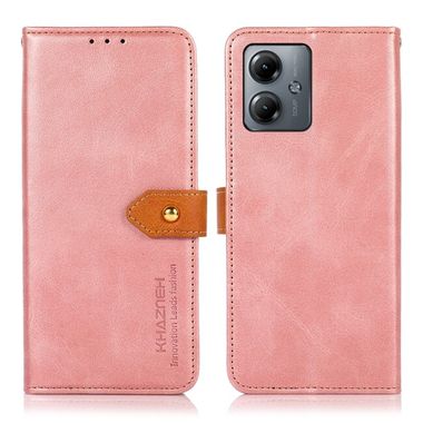 Peňaženkové kožené puzdro KHAZNEH Dual-color na Motorola G14 - Rose Gold