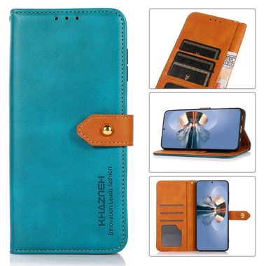 Peňaženkové kožené puzdro KHAZNEH Dual-color na Motorola Moto E20 / E30 / E40 - Modrá