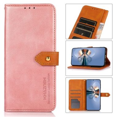 Peňaženkové kožené puzdro KHAZNEH Dual-color na Motorola Moto E20 / E30 / E40 - Rose Gold