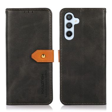 Peňaženkové kožené puzdro KHAZNEH Dual-color na Samsung Galaxy A05s - Čierna